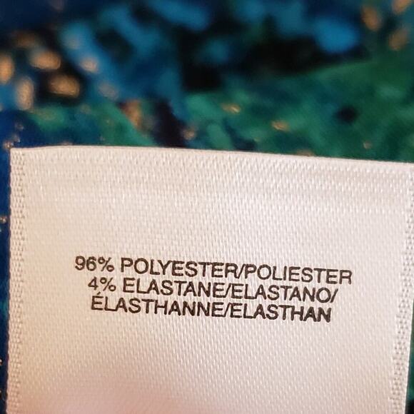 Kasper Skirt Woman Plus Size Teal Gold Metalic  Elastic Waist A-Line Stretch - Picture 6 of 9